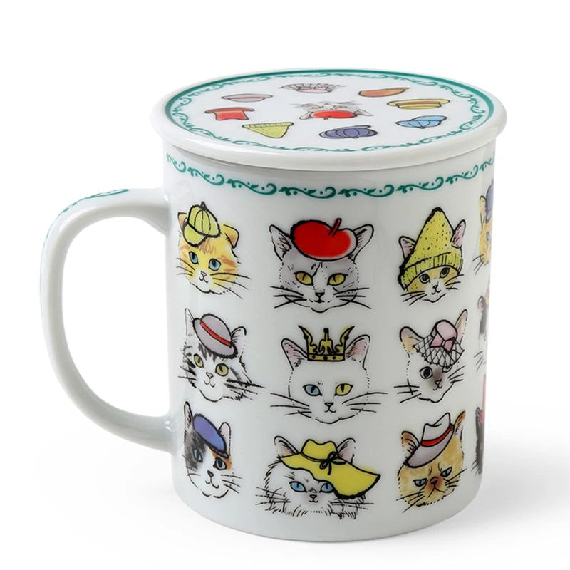 Cats in Hats Mug with Lid, 8oz