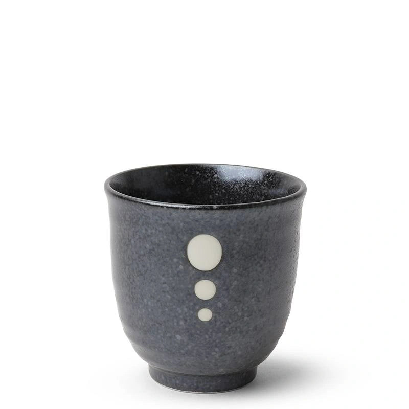 Satin Black White Dots Teacup