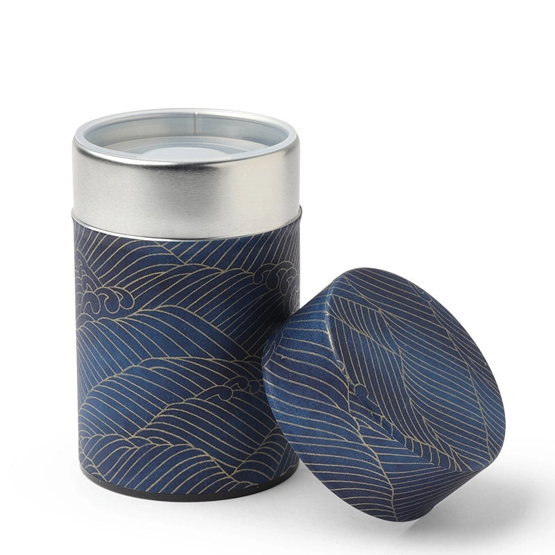 Tea Canister Indigo Gold Waves, 150g