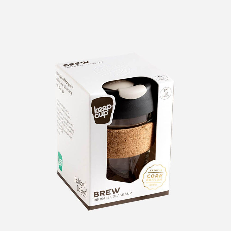 A Reusable Glass and Cork Cup, for home or travel.