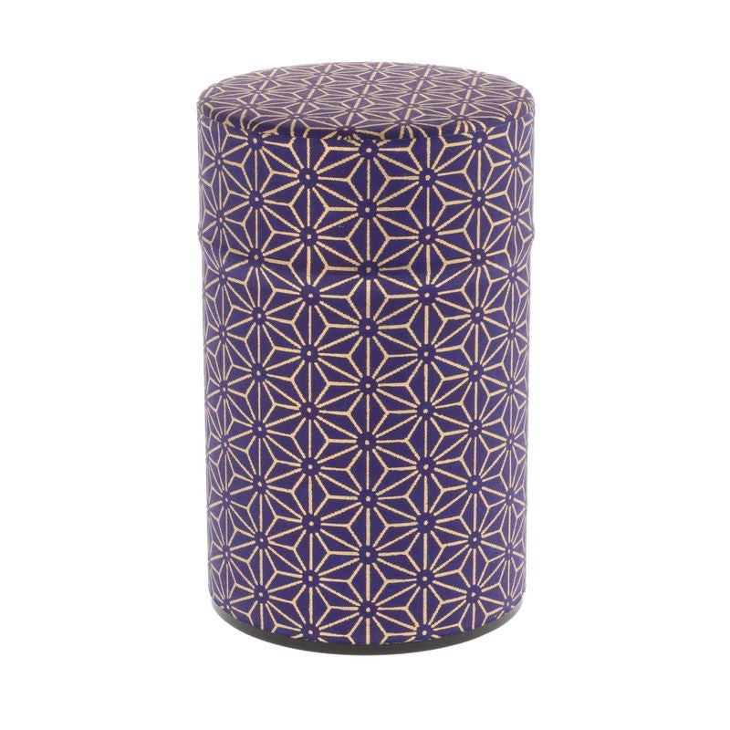 Tea Caddy - Washi Paper- Wazome Purple/Gold Hemp 150g