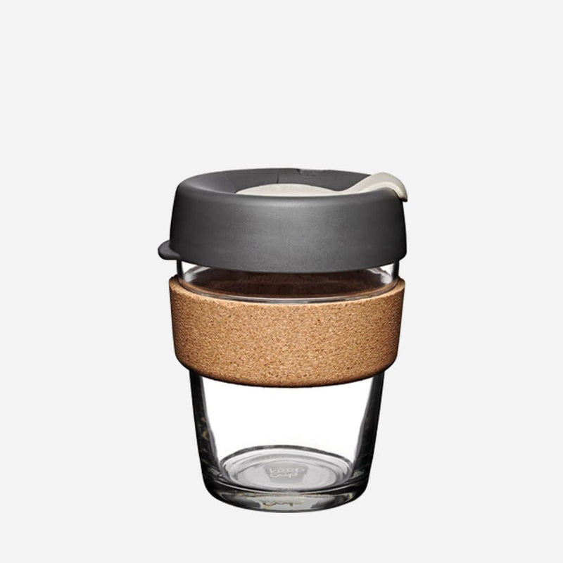 A Reusable Glass and Cork Cup, for home or travel.
